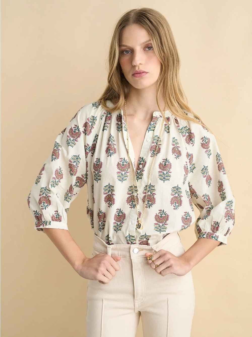 Sonmer Kelly Blouse Green Indian Block Print coming soon